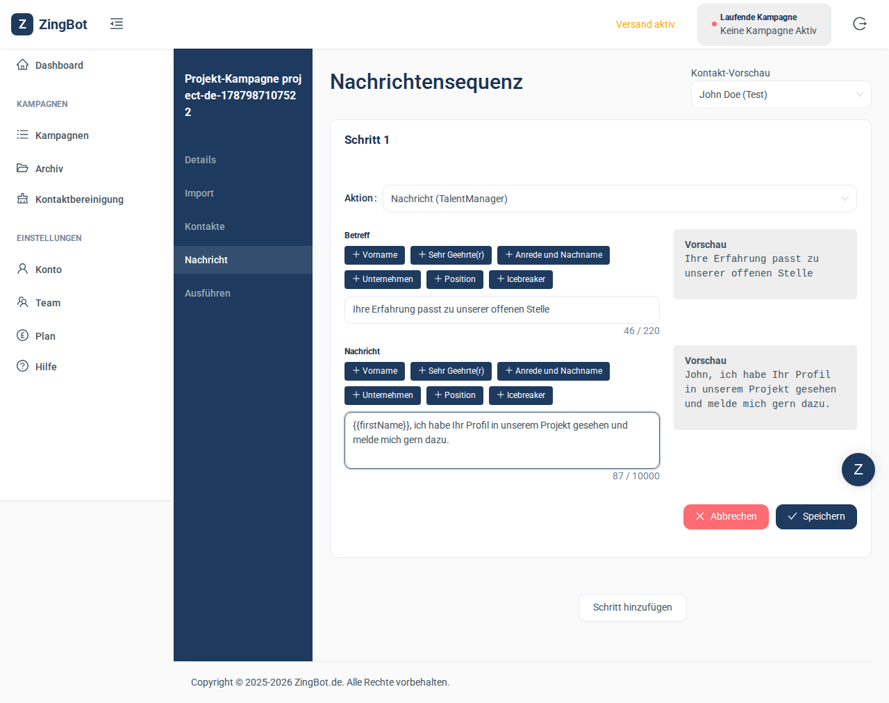 ZingBot Dashboard